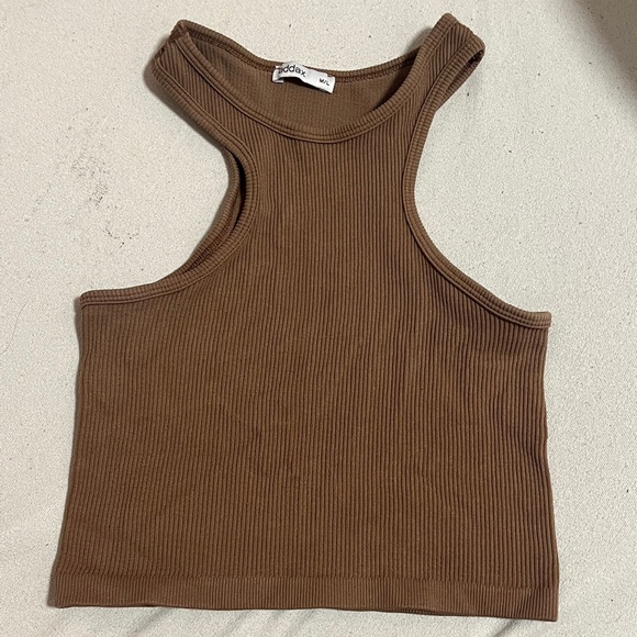 Brown Ribbed Tank Top - Picture 1 of 2